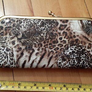 Porte monnaies imprimé animaux brun et doré